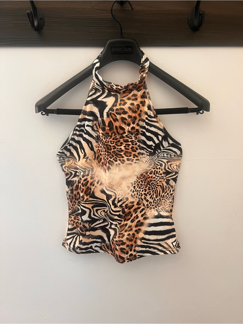 Animal Print Halter Neck Tank Top - Leopard & Zebra Print, Unbranded